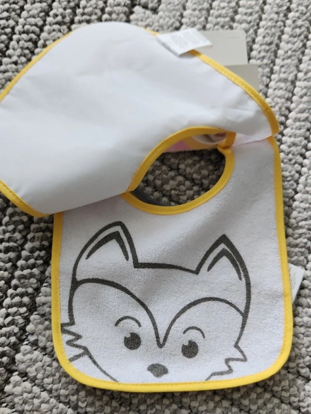 Jammi Yellow Trim Baby Bib - 3 Pack